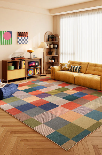 Colorful Abstract Modern Rugs, Contemporary Area Rugs, Modern Living Room Rug Ideas, Geometric Carpets for Bedroom, Simple Modern Floor Rugs