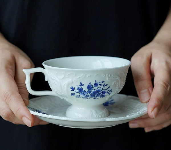Porcelain Coffee Saucer, Traditional Ceramic Tea Cup with Saucer, Afternoon Tea Saucer Set, Coffee Gift Box Set, Vintage Tea Cup Set, Modern Ceramic Cup-LargePaintingArt.com