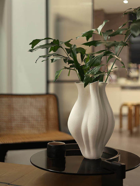 Large Porcelain Vases for Modern Home Decor, Unique Handmade Modern Flower Vase, Centerpiece Ceramic Bouquet Vases, Contemporary Vases on Dining Table-LargePaintingArt.com