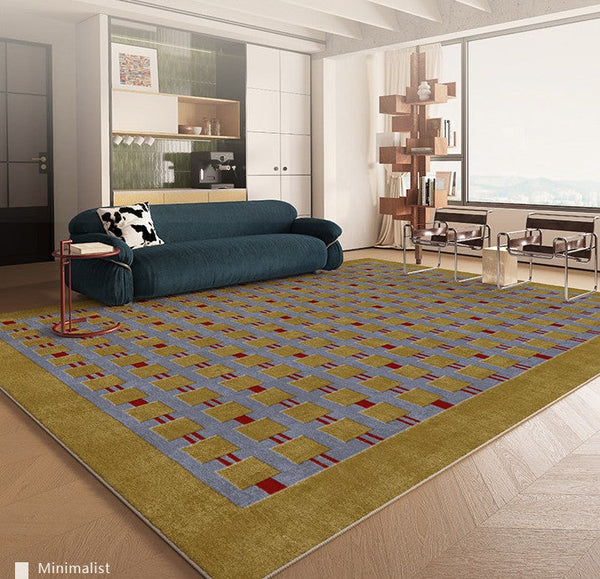 Mid Century Modern Rugs for Living Room, Vintage Area Rugs for Bedroom, Large Contemporary Area Rugs for Dining Room-LargePaintingArt.com