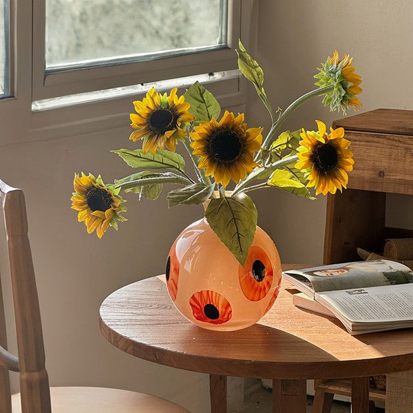 Glass Bud Vases, Handmade Vintage Glass Flower Vases, Water Holding Flower Vases, Flower Vases on Table-LargePaintingArt.com