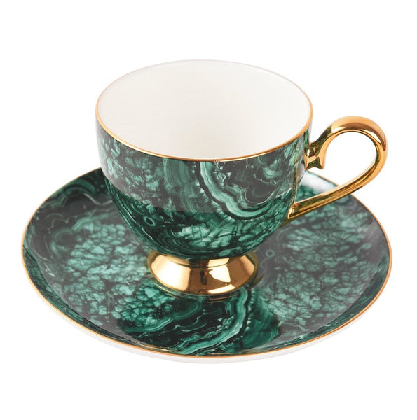 Beautiful British Green Tea Cups, Unique Porcelain Cup and Saucer, Royal Ceramic Coffee Cups, Creative Bone China Porcelain Tea Cup Set-LargePaintingArt.com