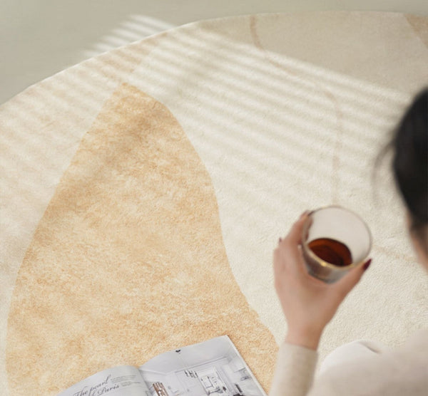 Contemporary Round Rugs Under Bed, Modern Round Carpets for Dining Room, Contemporary Round Rugs for Living Room, Hallway Floor Carpets-LargePaintingArt.com