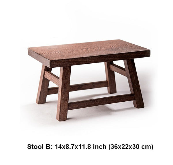 Shoe-changing Stool, Solid Wood low Stool, Wenge Wood Stool, Children's Wooden Stool, Sofa Stool, Dining Table Stool-LargePaintingArt.com