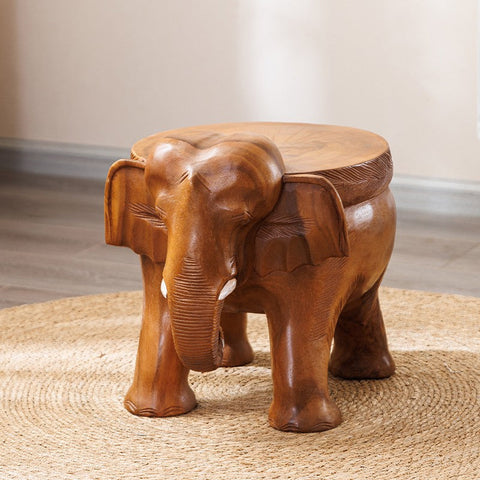 Dining Table Stool, Handmade Solid Wood low Stool, Elephant Wooden Stool, Elephant Sofa Stool, Creative Shoe-changing Stool-LargePaintingArt.com