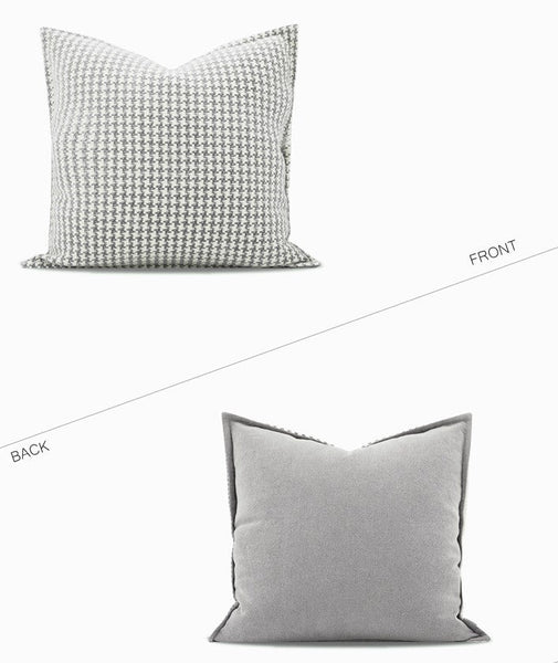 Gray Chequer Modern Sofa Pillows, Large Decorative Throw Pillows, Contemporary Square Modern Throw Pillows for Couch, Abstract Throw Pillow for Interior Design-LargePaintingArt.com