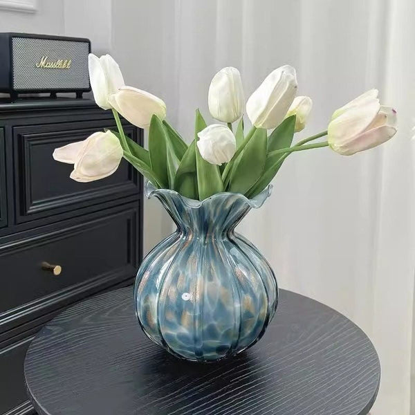 Centerpiece Vases on Table, Handmade Liuli Vases, Color Glaze Vase, Modern Glass Bud Vases, Contemporary Vases for Modern Home Decor-LargePaintingArt.com