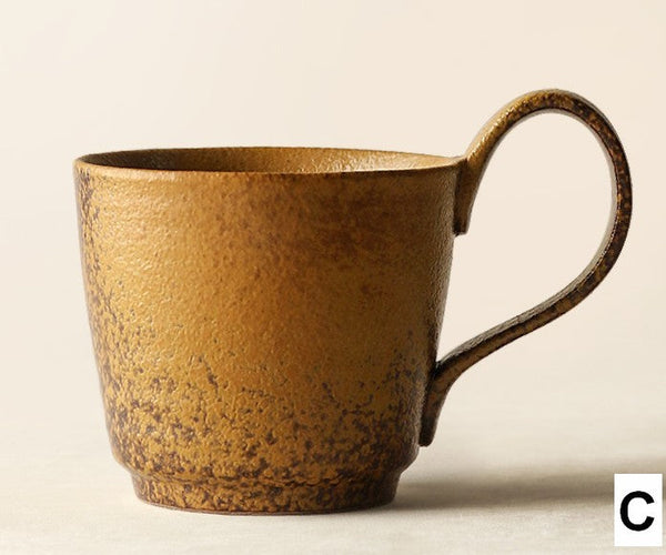Large Modern Handmade Pottery Coffee Cup, Creative Brown Green Blue Ceramic Coffee Mugs, Large Unique Tea Cup, Large Capacity Coffee Cups-LargePaintingArt.com