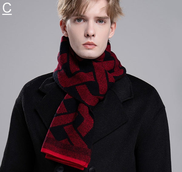 Wool Scarf for Gentleman, Thick Wool Scarf, Men's Winter Scarf, Casual Scarf Men, Men's Wool Scarf Winter, Fashion Scarf, Business Formal Men Scarf Styles-LargePaintingArt.com