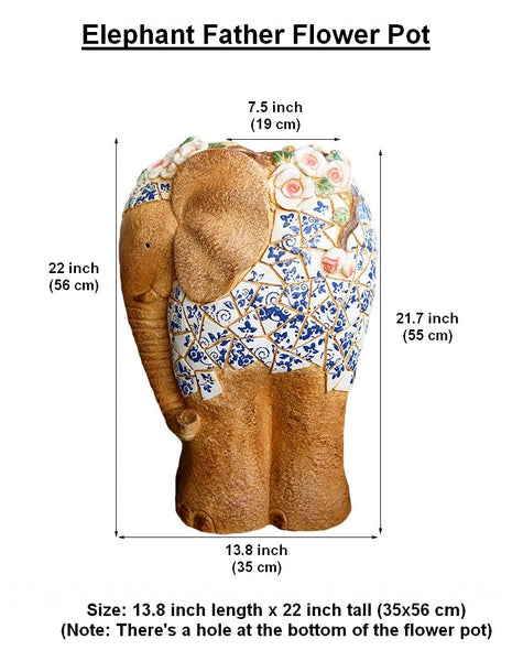 Oversized Garden Flower Pot, Modern Outdoor Garden Flower Pots, Extra Large Elephant Garden Flowerpots, Animal Statue for Garden Ornaments, Large Resin Statue for Garden-LargePaintingArt.com