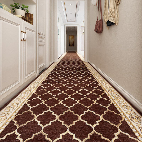 Entrance Hallway Runners, Hallway Runners, Stain-resistant Non Slip Kitchen Runner Rugs, Modern Extra Long Hallway Runners, Easy Care Entryway Brown Runner Rugs, Long Narrow Runner Rugs-LargePaintingArt.com