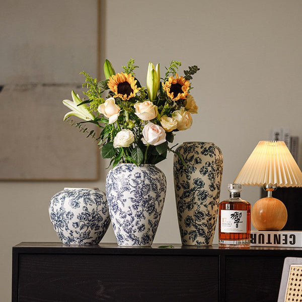 Porcelain Flower Vases, Modern Ceramic Bouquet Vases, Centerpiece on Dining Table, Flower Vase on Table, Handmade Water Holding Flower Vases-LargePaintingArt.com