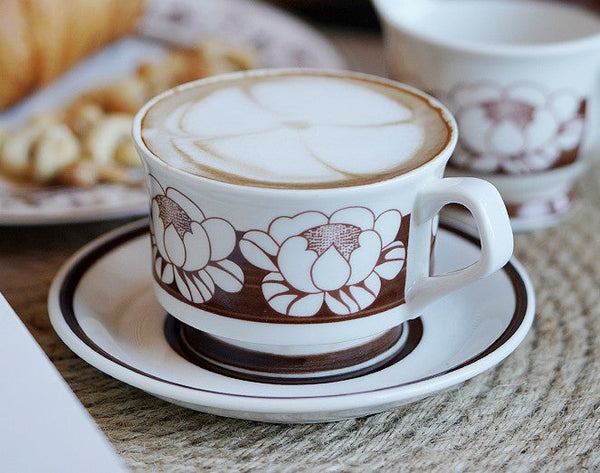 Elegant Ceramic Coffee Cups, Flower Porcelain Tea Cup Saucer Set, Beautiful British Tea Cups, Traditional English Tea Cup and Saucer-LargePaintingArt.com
