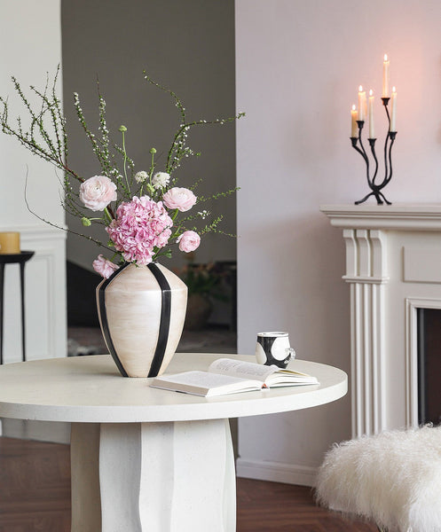 Centerpiece Ceramic Bouquet Vases, Porcelain Vases for Modern Home Decor, Large Contemporary Vases on Dining Table, Handmade Modern Flower Vase-LargePaintingArt.com