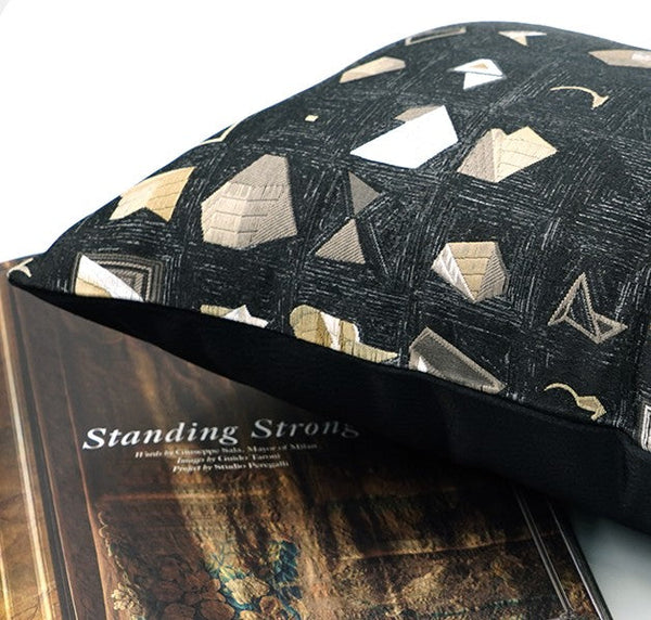 Abstract Black Decorative Throw Pillows, Geometric Contemporary Square Modern Throw Pillows for Couch, Large Simple Throw Pillow for Interior Design-LargePaintingArt.com