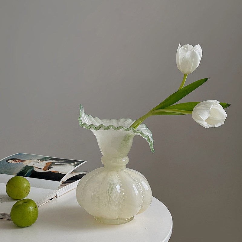 Modern Glass Flower Vases, Handmade Glass Bud Vases, Clear Glass Centerpiece, Decorative Table Accents