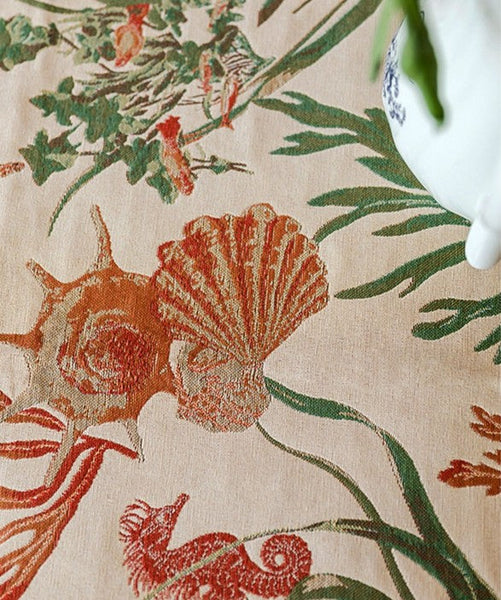 Sea Shell Pattern Tablecloth, Large Modern Rectangle Tablecloth for Dining Room Table, Square Tablecloth, Farmhouse Table Cloth, Wedding Tablecloth-LargePaintingArt.com