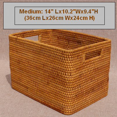 Rectangular Storage Basket for Shelves, Rattan Storage Basket for Kitchen, Storage Baskets for Bathroom, Woven Storage Baskets for Clothes-LargePaintingArt.com