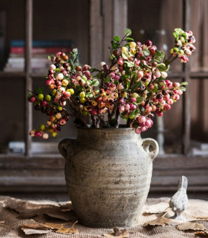 Cranberry Fruit Branch, Flower Arrangement Ideas for Living Room, Unique Artificial Flowers for Home Decoration, Spring Artificial Floral for Bedroom-LargePaintingArt.com