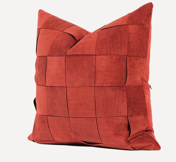 Modern Throw Pillows, Decorative Throw Pillow for Couch, Red Modern Sofa Pillows, Decorative Throw Pillows for Living Room Couch, Large Square Pillows-LargePaintingArt.com