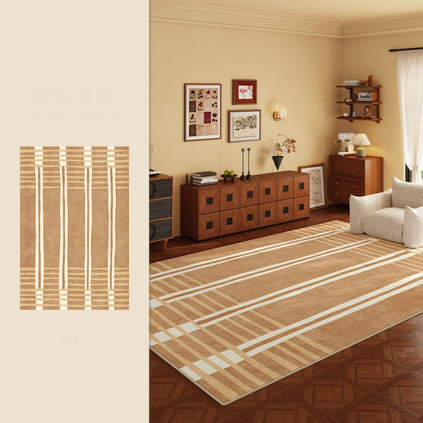 Geometric Modern Rugs for Dining Room, Large Modern Rugs for Living Room, Bedroom Modern Rugs, Cream Color Contemporary Modern Rugs-LargePaintingArt.com