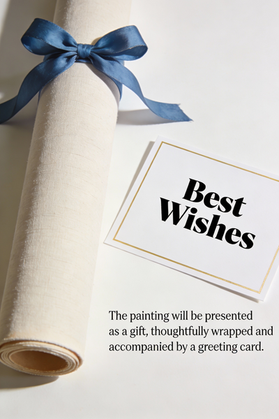 Landscape Canvas Paintings, A Coastal Scene with Blossoms and Blue Waters, Original Artwork Small Paintings, Hand Painted Canvas Art, On Canvas Small Paintings, Palette Knife Artwork-LargePaintingArt.com