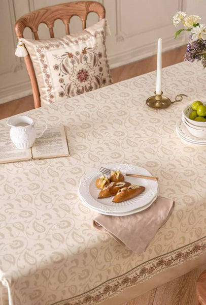 Kitchen Table Cover, Flower Tablecloth for Round Table, Elegant Table Cover for Dining Room Table, Modern Rectangle Tablecloth for Oval Table-LargePaintingArt.com