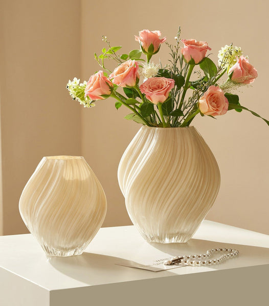 Handmade Contemporary Glass Vases, Unique Decorative Glass Vase, Mid Century Vases for Flowers, Modern Vases for Living Room, Centerpiece Vases on Table-LargePaintingArt.com