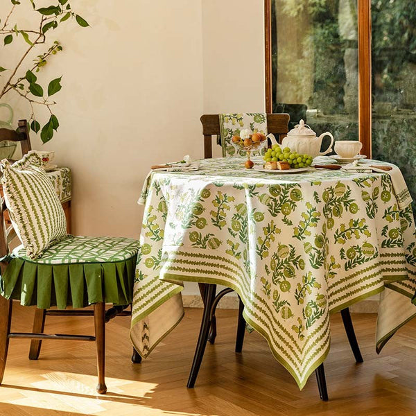 Canterbury Bell and Pomegranate Table Covers for Round Table, Large Modern Rectangle Tablecloth for Dining Table, Farmhouse Table Cloth for Oval Table-LargePaintingArt.com