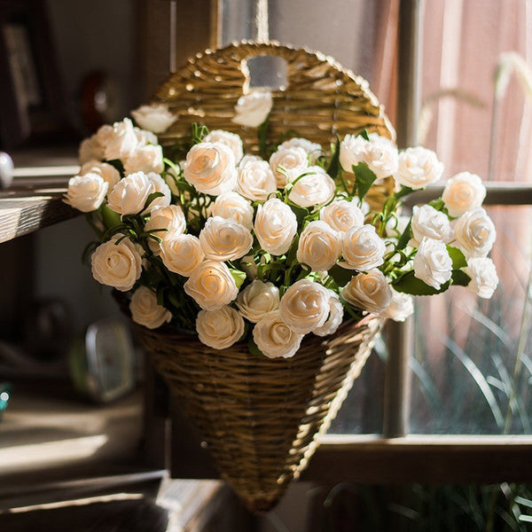 Flower Arrangement Ideas for Living Room, White Camellia Flowers, Modern Artificial Flowers for Home Decoration, Simple Artificial Floral for Bedroom-LargePaintingArt.com