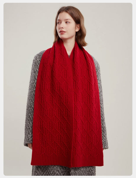 Cold Weather Scarf, Casual Scarf for Women, Fashion Designer Scarf, Red Winter Scarf, Modern Wool Scarf for Women, Soft Cashmere Scarf for Women-LargePaintingArt.com