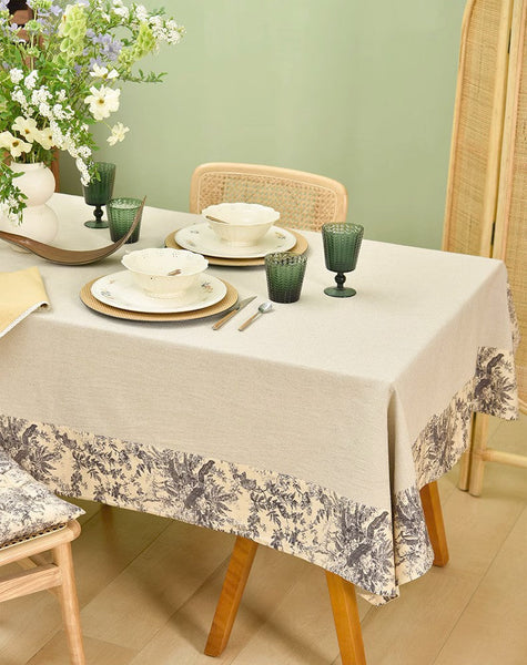 Cotton and Linen Rectangle Table Covers for Dining Room Table, Modern Tablecloth for Kitchen, Square Tablecloth for Coffee Table-LargePaintingArt.com