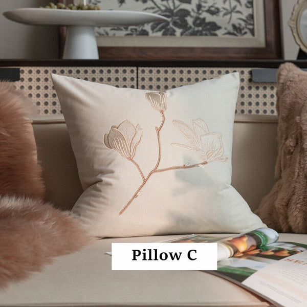 Modern Decorative Pillows for Bedroom, Decorative Pillow Arrangement Ideas for Couch, Embroidered Butterfly Pillow Covers, Large Decorative Throw Pillows for Living Room-LargePaintingArt.com