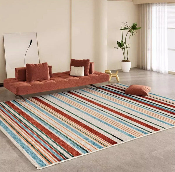 Colorful Modern Rugs under Dining Room Table, Abstract Area Rugs for Living Room, Modern Carpets for Kitchen, Geometric Contemporary Modern Rugs Next to Bed-LargePaintingArt.com