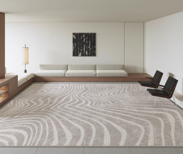 Stripe Area Rugs under Sofa, Modern Carpets for Office, Dining Room Floor Rugs, Mid Century Area Rugs for Living Room, Abstract Contemporary Rugs for Bedroom-LargePaintingArt.com