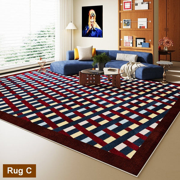 Living Room Colorful Modern Rugs, Geometric Modern Rugs for Dining Room, Mid Century Modern Rugs, Contemporary Abstract Rugs under Coffee Table-LargePaintingArt.com