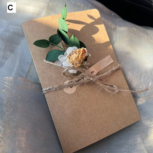 Creative Birthday Greeting Card, Wedding Greeting Card, Unique Anniversary Greeting Card, Beautiful Valentine's Day Greeting Card, Original Handmade Dried Flower Greeting Cards-LargePaintingArt.com