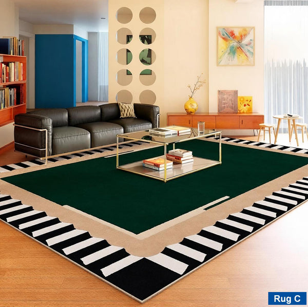 Modern Rugs under Coffee Table, Mid Century Contemporary Modern Rugs, Colorful Modern Rugs for Living Room, Dining Room Geometric Modern Rugs-LargePaintingArt.com