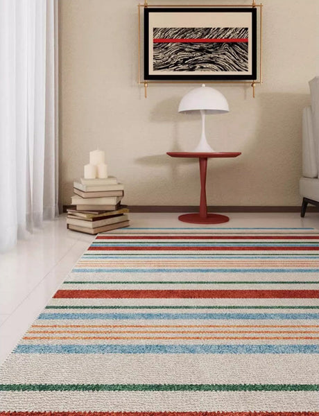 Colorful Modern Rugs under Dining Room Table, Abstract Area Rugs for Living Room, Modern Carpets for Kitchen, Geometric Contemporary Modern Rugs Next to Bed-LargePaintingArt.com
