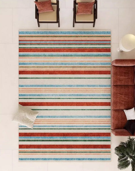 Colorful Modern Rugs under Dining Room Table, Abstract Area Rugs for Living Room, Modern Carpets for Kitchen, Geometric Contemporary Modern Rugs Next to Bed-LargePaintingArt.com