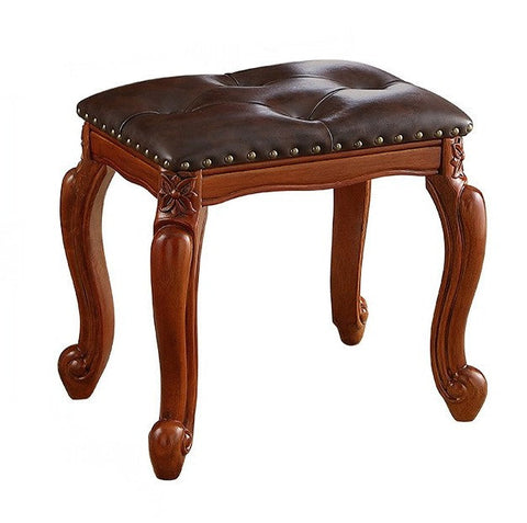 Rubberwood Entry Bench, Vanity Stool, Genuine Leather Solid Wood Entry Bench, Vintage Entry Stool, Solid Wood Ottoman-LargePaintingArt.com