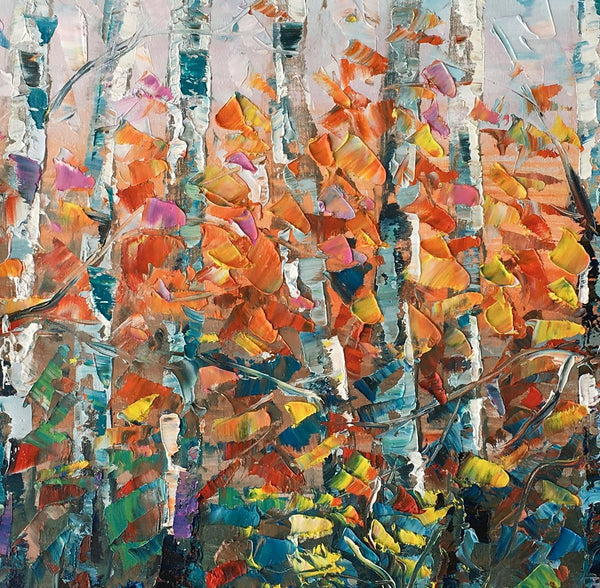 Birch Tree Wall Art, Custom Artwork, Art on Canvas, Living Room Wall Art, Ready to Hang-LargePaintingArt.com