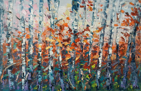Canvas Art, Birch Tree Wall Art, Abstract Painting, Living Room Wall Art, Original Artwork, Custom Canvas Painting