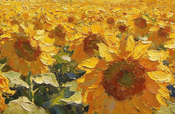 Heavy Texture Paintings, Sunflower Fields of Provence, Hand Painted Canvas Art, Original Small Landscape Paintings, Small Oil Paintings on Canvas, Small Paintings on Canvas, Palette Knife Artwork-LargePaintingArt.com