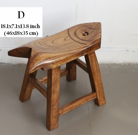 Dining Table Stool, Handmade Vintage Old Elm Wood Stool, Solid Wood low Stool, Creative Shoe-changing Stool, Children's Wooden Stool, Sofa Stool-LargePaintingArt.com