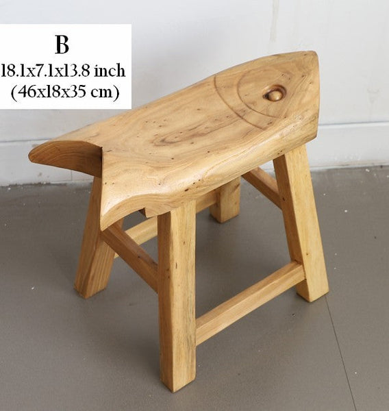 Children's Wooden Stool, Sofa Stool, Dining Table Stool, Handmade Solid Wood low Stool, Creative Shoe-changing Stool, Old Elm Wood Stool-LargePaintingArt.com
