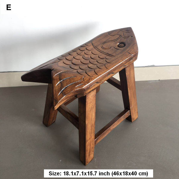 Handmade Solid Wood low Stool, Creative Shoe-changing Stool, Vintage Old Elm Wood Stool, Children's Wooden Stool, Sofa Stool, Dining Table Stool-LargePaintingArt.com