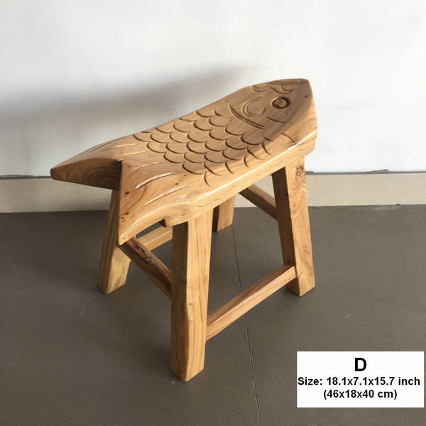 Handmade Solid Wood low Stool, Creative Shoe-changing Stool, Old Elm Wood Stool, Children's Wooden Stool, Sofa Stool, Dining Table Stool-LargePaintingArt.com