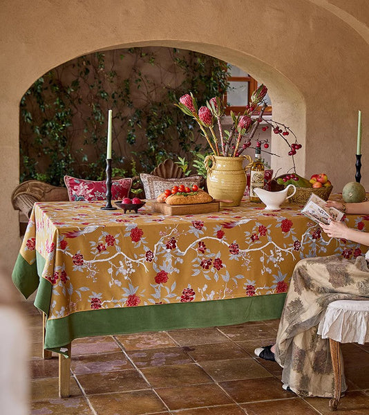 Farmhouse Table Cloth, Dining Room Flower Table Cloths, Large Square Tablecloth for Round Table, Extra Large Rectangular Table Covers for Kitchen-LargePaintingArt.com