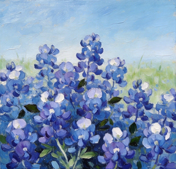 Blue Plumbago in Full Bloom, Small Canvas Wall Art, Still Life Painting, Hand Painted Canvas Art, Original Flower Paintings, Buy Small Paintings Online-LargePaintingArt.com